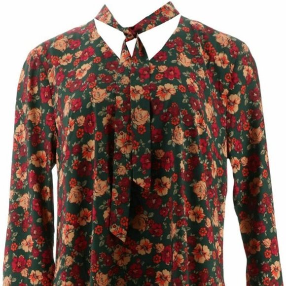 Du Jour Silky-Feel Fall Colors Floral Dress sz 14 - Picture 2 of 5